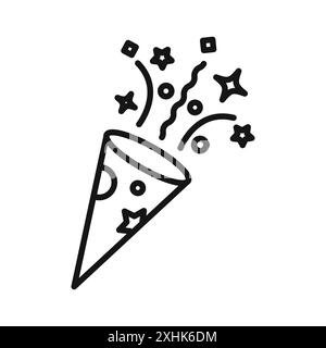 Konfetti-Ikone Schwarze Linie Art Vektor in schwarz-weiß Umrisse Set Sammlung Zeichen Stock Vektor