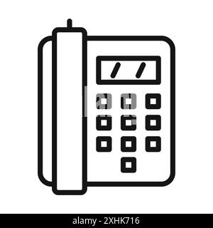 Bürotelefon Symbol Schwarzer Linie Kunstvektor in schwarz-weiß Umrisse Set Sammlung Zeichen Stock Vektor