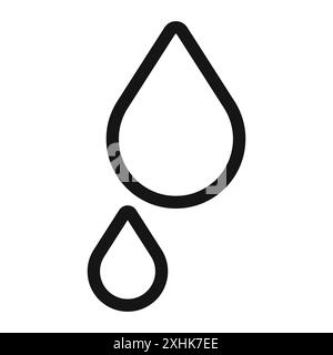 Wassertropfen Symbol Schwarzer Linie Kunstvektor in schwarz-weiß Umrisse Set Collection Schild Stock Vektor