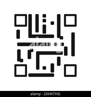 QRCode-Symbol Schwarzer Linien-Kunstvektor in schwarz-weißer Umrandung Set Collection-Schild Stock Vektor