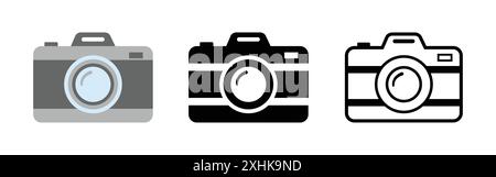 Set des Fotokamerasymbols. Fotokamera in flachem Design. Fotokamera Vektor-Symbolsatz. Abbildung. Stock Vektor