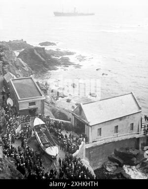 White Star Line SS Bardic auf Grund der Lizard in Cornwall im Jahr 1924. Stockfoto