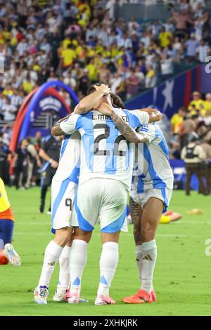 Miami, Usa. Juli 2024. Argentinische Spieler während des Spiels gegen Kolumbien im CONMEBOL Copa América 2024 Finale im Hard Rock Stadium in Miami, USA, am 14. Juli 2024 Credit: Brazil Photo Press/Alamy Live News Stockfoto