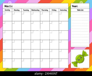 Wochenplaner. Bunte leere druckbare Vorlage. Vektorabbildung. Stock Vektor