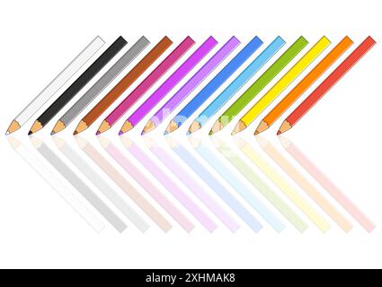 Farbstifte. Konstruktionselement. Vektorillustration isoliert auf weißem Hintergrund. Vorlage für Bücher, Aufkleber, Poster, Karten, Kleidung. Stock Vektor