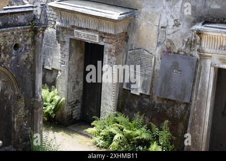 Detail des Circle of Libanon auf der Westseite des Highgate Cemetery, London, Großbritannien Stockfoto