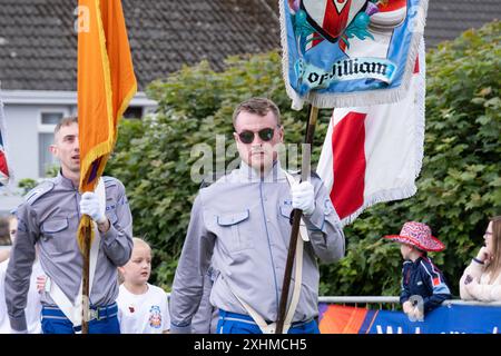 Ballymena, Nordirland - 12. Juli 2024: Kells Sons of William bei den jährlichen Orange Order Twelfth Feiern. Concept Ulster, Loyalist, Loyalismus Stockfoto