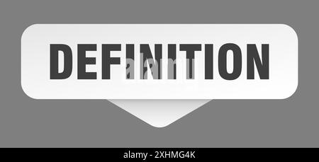 Definitionsaufkleber. Definitionszeichen isoliert auf grauem Hintergrund. Rechteckige Taste Stock Vektor
