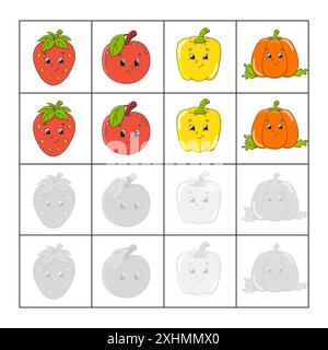 Schneiden und spielen. Papierspiel mit Kleber. Flash-Karten. Arbeitsblatt für Bildung. Aktivität". Lustiger Charakter. Isolierte Vektordarstellung. Zeichentrickstil. Stock Vektor