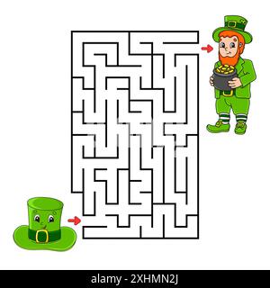 Quadratisches Labyrinth. Spiel für Kinder. Puzzle für Kinder. Labyrinthkonundrum. Abbildung des Farbvektors. Isolierte Vektordarstellung. Zeichentrickfigur. St. Stock Vektor