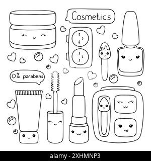 Malbuch-Seite für Kinder. Kosmetikthema. Figur im Cartoon-Stil. Vektorillustration isoliert auf weißem Hintergrund. Stock Vektor