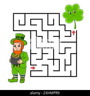 Quadratisches Labyrinth. Spiel für Kinder. Puzzle für Kinder. Labyrinthkonundrum. Abbildung des Farbvektors. Isolierte Vektordarstellung. Zeichentrickfigur. St. Stock Vektor