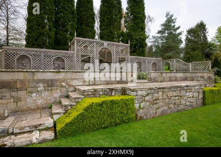 Gardens at Plas Newyyd, ein Hotel in Anglesey in Nordwales. Stockfoto