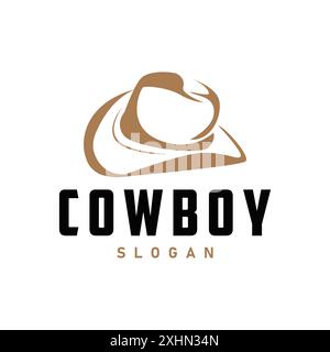 Cowboyhut-Logo einfache alte West Country texas Cowboy schwarz minimalistisches Design Retro Vintage Vektor Silhouette Stock Vektor