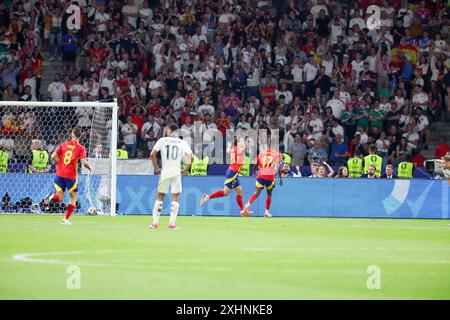 Berlin, Deutschland, 14. Juli 2024. Mikel Oyarzabal feiert das zweite Tor seiner Mannschaft während des Spiels zwischen Spanien und England. Uefa Euro 2024 Deutschland. Finales Spiel. Stockfoto