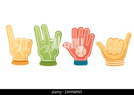 Satz Schaumzeiger, Ventilatorzubehör für verschiedene Arten von Ereignisvektorillustration isoliert auf weißem Hintergrund. Stock Vektor