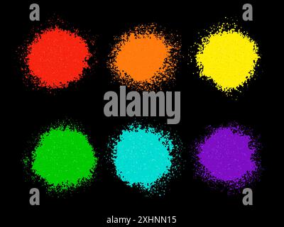 Handgezeichnete, texturierte Flecken mit Pulverexplosion Stock Vektor