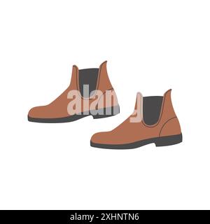 Jockey Reiten kurze Stiefel. Pferdezubehör für Reiter. Sportschuhe für Reitsport. Vektorillustration handgezeichnet farbig flach Stock Vektor