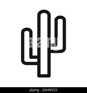 Cactus Icon Black Line Art Vektor in schwarz-weiß Umrisse Set Sammlung Zeichen Stock Vektor