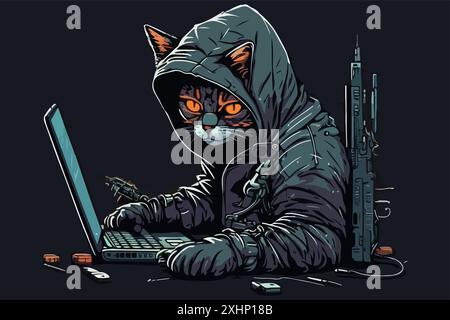 Vektordarstellung für Cat-Hacker Stock Vektor