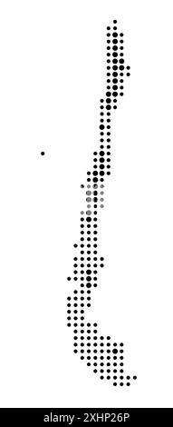 Abstrakte Karte von Chile, die das Gebiet des Landes mit einem Muster von schwarzen Kreisen zeigt Stock Vektor