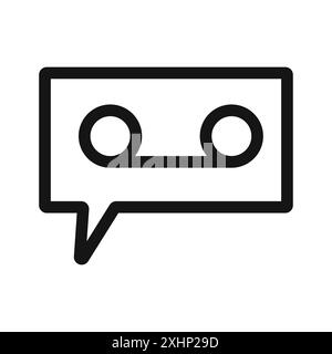 Voicemail-Symbol Schwarze Linie Kunstvektor in schwarz-weiß-Umrisse Set Collection-Schild Stock Vektor