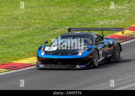 Franchorchamps, Belgien, 29. Juni 2024, #17 Philippe Colancon (FR) - Ferrari 458 Italia GT3/2010 während des CrowdStrike Spa 2024 24 Stunden, hundertjähriges Jubiläum Stockfoto