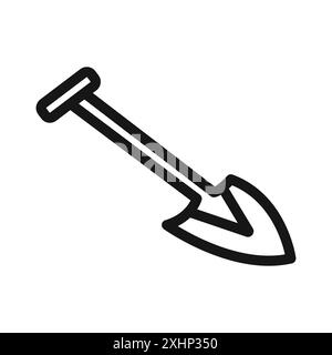 Kurzer Spaten Symbol Schwarze Linie Kunstvektor in schwarz-weiß Umrisse Set Collection Schild Stock Vektor