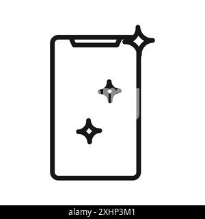 Clean Phone Glass Icon Black Line Art Vektor in schwarz-weiß Umriss Set Sammlung Zeichen Stock Vektor