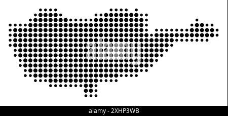 Abstrakte Karte von Zypern, die das Gebiet des Landes mit einem Muster von schwarzen Kreisen zeigt Stock Vektor