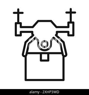Drohne Delivery Icon Black Line Art Vektor in schwarz-weiß Umrisse Set Collection Schild Stock Vektor