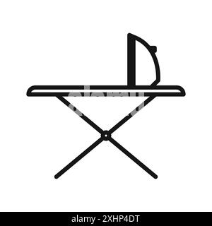 Bügeltisch Symbol Schwarzer Linie Kunstvektor in schwarz-weiß Umriss Set Sammlung Zeichen Stock Vektor
