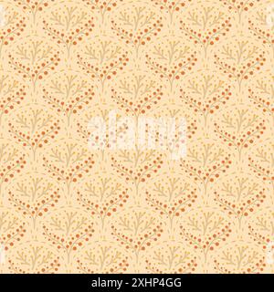 Nahtloses Muster der Herbstbeeren. Herbstwald Jakobsmuscheln wiederholen Hintergrund. Vektor handgezeichnet flache Illustration. Stock Vektor