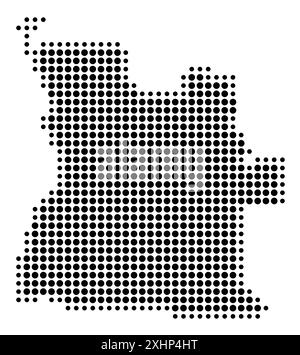 Abstrakte Karte von Angola, die das Gebiet des Landes mit einem Muster von schwarzen Kreisen zeigt Stock Vektor