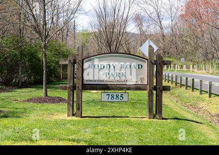 Roddy Road Park und Covered Bridge im Frederick County. Maryland Stockfoto