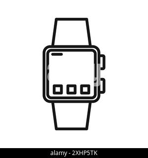 Smart Watch Icon Black Line Art Vektor in schwarz-weiß Umrisse Set Collection Schild Stock Vektor