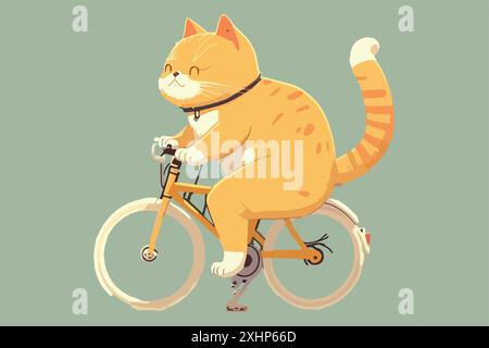 Vektordarstellung: Fahren einer Katze auf einem Fahrrad Stock Vektor