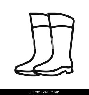 Gummistiefel Icon Black Line Art Vektor in schwarz-weiß Umrissset Collection Zeichen Stock Vektor