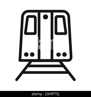 U-Bahn-Symbol Schwarzer Linie Kunstvektor in schwarz-weiß Umrisse Set Collection Schild Stock Vektor