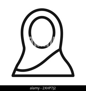 Frauen Hijab Icon Black Line Art Vektor in schwarz-weiß Umrisse Set Collection Zeichen Stock Vektor