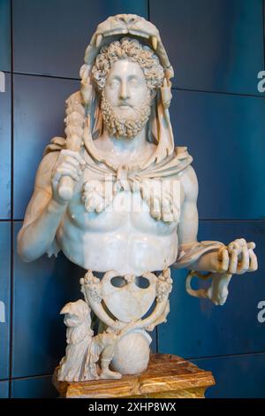 Marmorskulptur von Commodus als Herkules, auch bekannt als die Büste von Commodus als Herkules. Kapitolinische Museen, Rom, Italien. Stockfoto