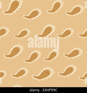 Die herbstlichen Paisleys hinterlassen ein nahtloses Muster. Hintergrund der Wiederholung des Herbstwaldes. Endlose Abdeckung. Handgezeichnete Vektorgrafik. Stock Vektor