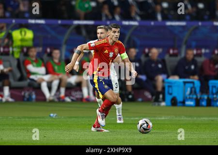 Berlin, Deutschland. Juli 2024. Alvaro Morata (ESP) Fußball/Fußball : UEFA-Europameisterschaft Deutschland 2024 - Endspiel zwischen Spanien 2-1 England im Olympiastadion in Berlin. Quelle: Mutsu Kawamori/AFLO/Alamy Live News Stockfoto