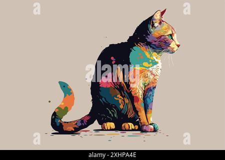 Farbenfrohe Vektordarstellung der Katze Stock Vektor