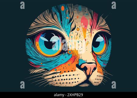 Farbenfrohe Vektordarstellung der Katze Stock Vektor