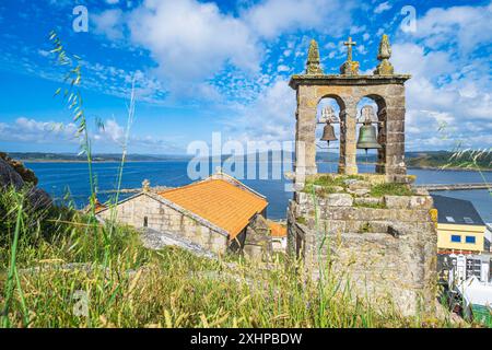 Spanien, Galicien, Muxia, letzte Etappe des Camino de Fisterra und Muxia, die Santiago de Compostela mit Kap Finisterre und Muxia, Santa Maria Chu verbindet Stockfoto