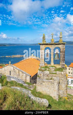 Spanien, Galicien, Muxia, letzte Etappe des Camino de Fisterra und Muxia, die Santiago de Compostela mit Kap Finisterre und Muxia, Santa Maria Chu verbindet Stockfoto