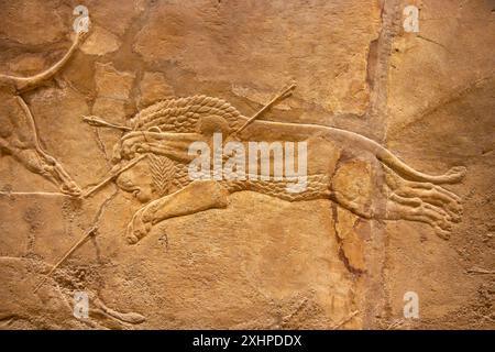 Löwenjagd von Ashurbanipal. British Museum, London, England. Stockfoto