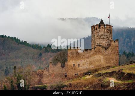 Frankreich, Haut Rhin, Straßburg, Kaysersberg, das Schloss im Winter Stockfoto