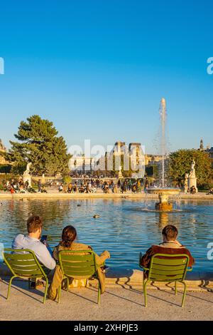 Frankreich, Paris, Gebiet, das von der UNESCO zum Weltkulturerbe erklärt wurde, der Tuilerien-Garten, der Grand Bassin Rond Stockfoto